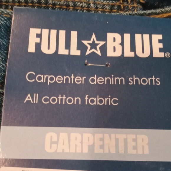 Full Blue Carpenter Denim Big Men's Jean Shorts - Picture 3 of 4